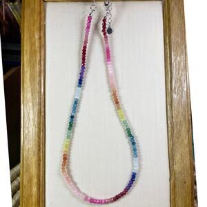 New gemstone necklace, ombre rainbow, genuine agate 18 inch, artisan made